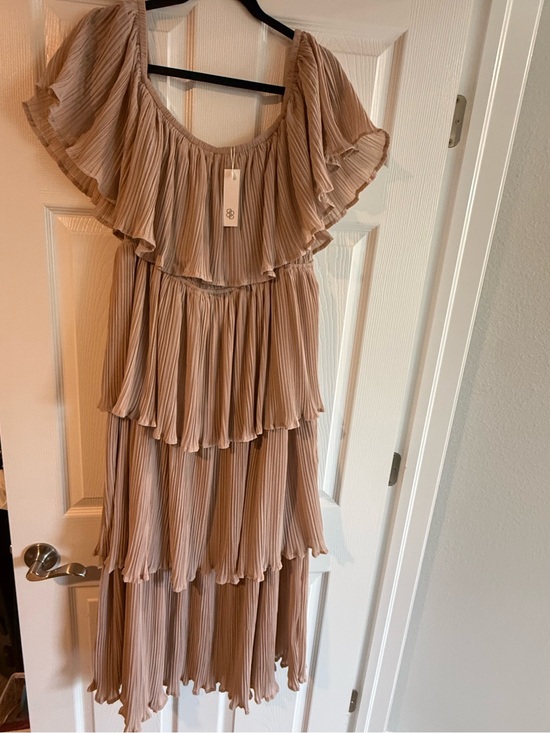 Baltic Born Dresses & Skirts - Baltic Born Pleated Tiered Maxi Dress in Taupe